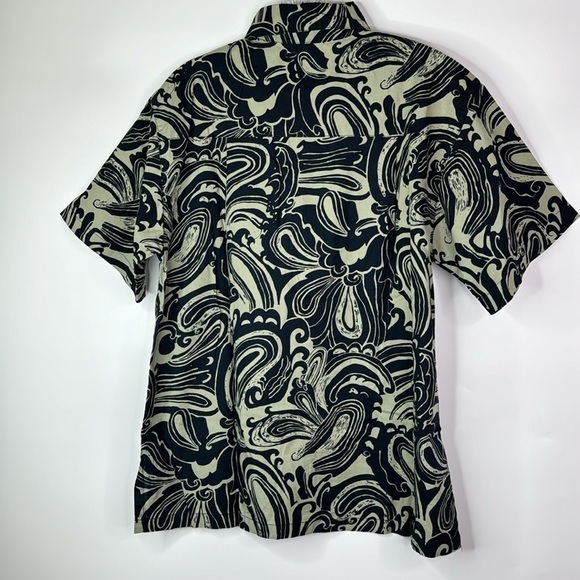 Wayan Natural Wears Tropical Button Down Navy Blue Shirt Large - Picture 4 of 10